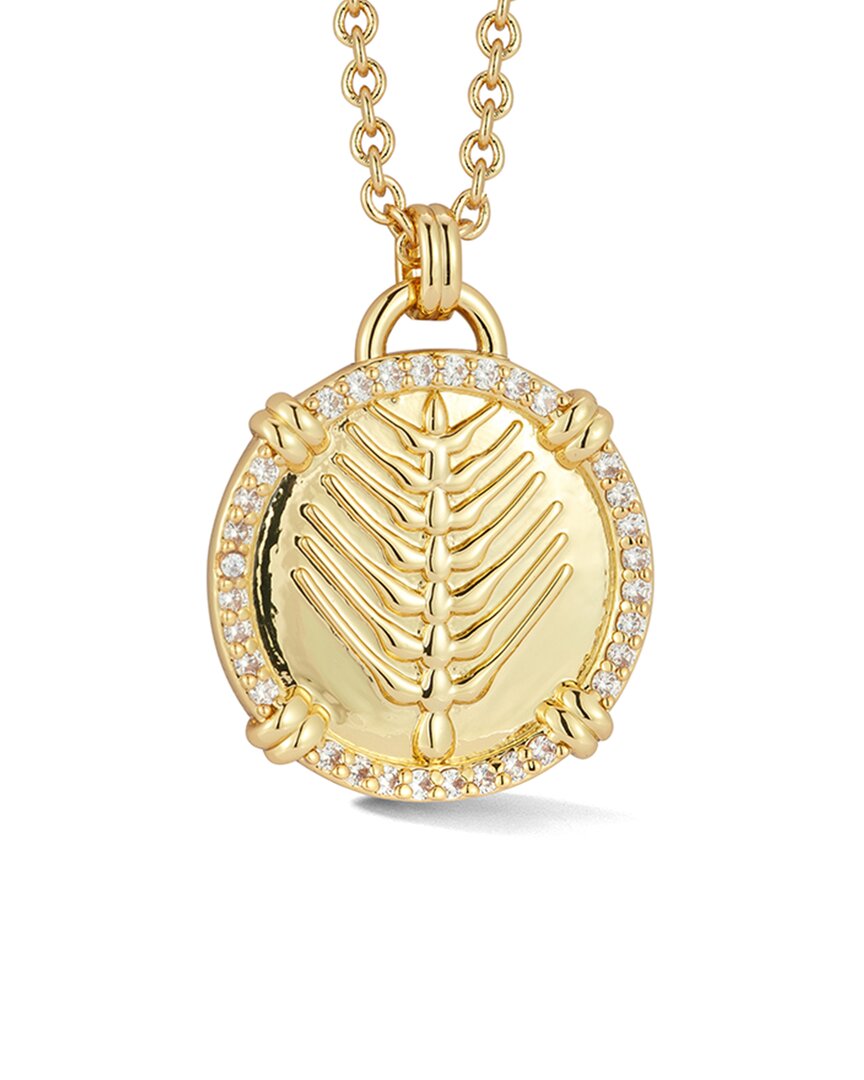 Chloe & Madison Chloe And Madison Plated Cz Medallion Pendant Necklace In Gold