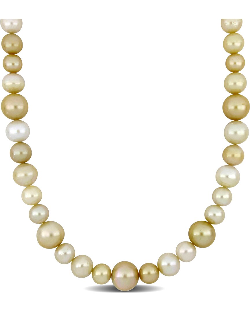 Pearls 14k Diamond 11-15mm Pearl Necklace