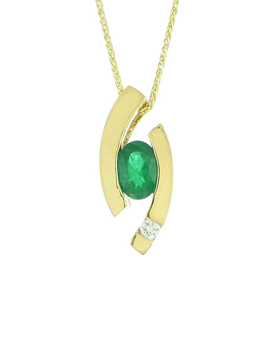Suzy Levian 14k 0.75 Ct. Tw. Diamond & Emerald Necklace