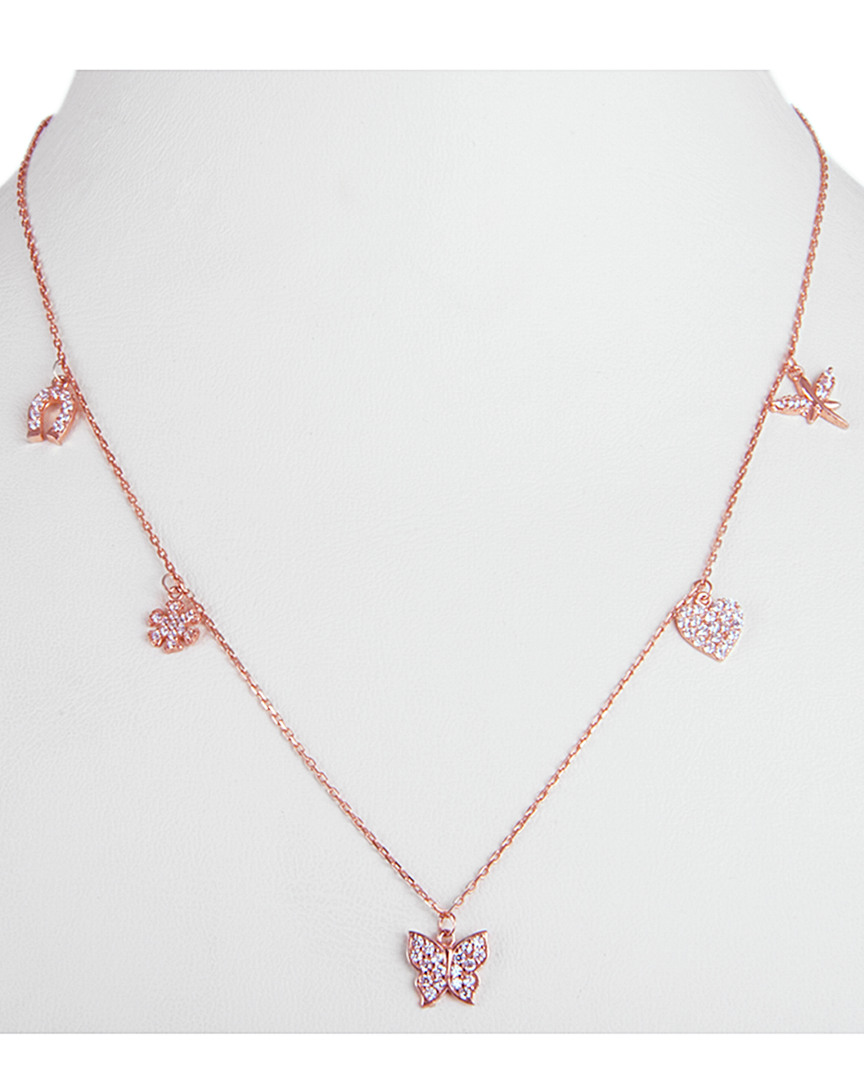 Amorium 18k Rose Gold Plated Cz Charms Necklace