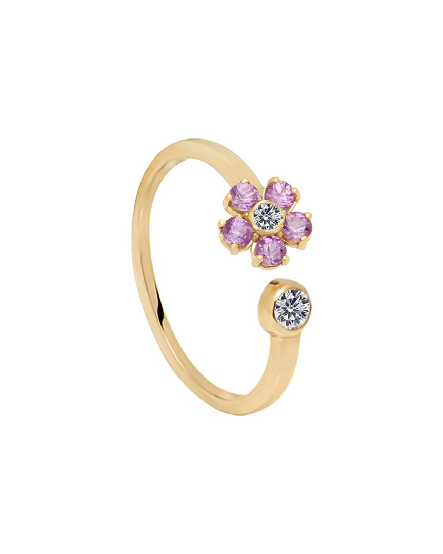 Gabi Rielle 14k Over Silver Crystal Flower Adjustable Ring