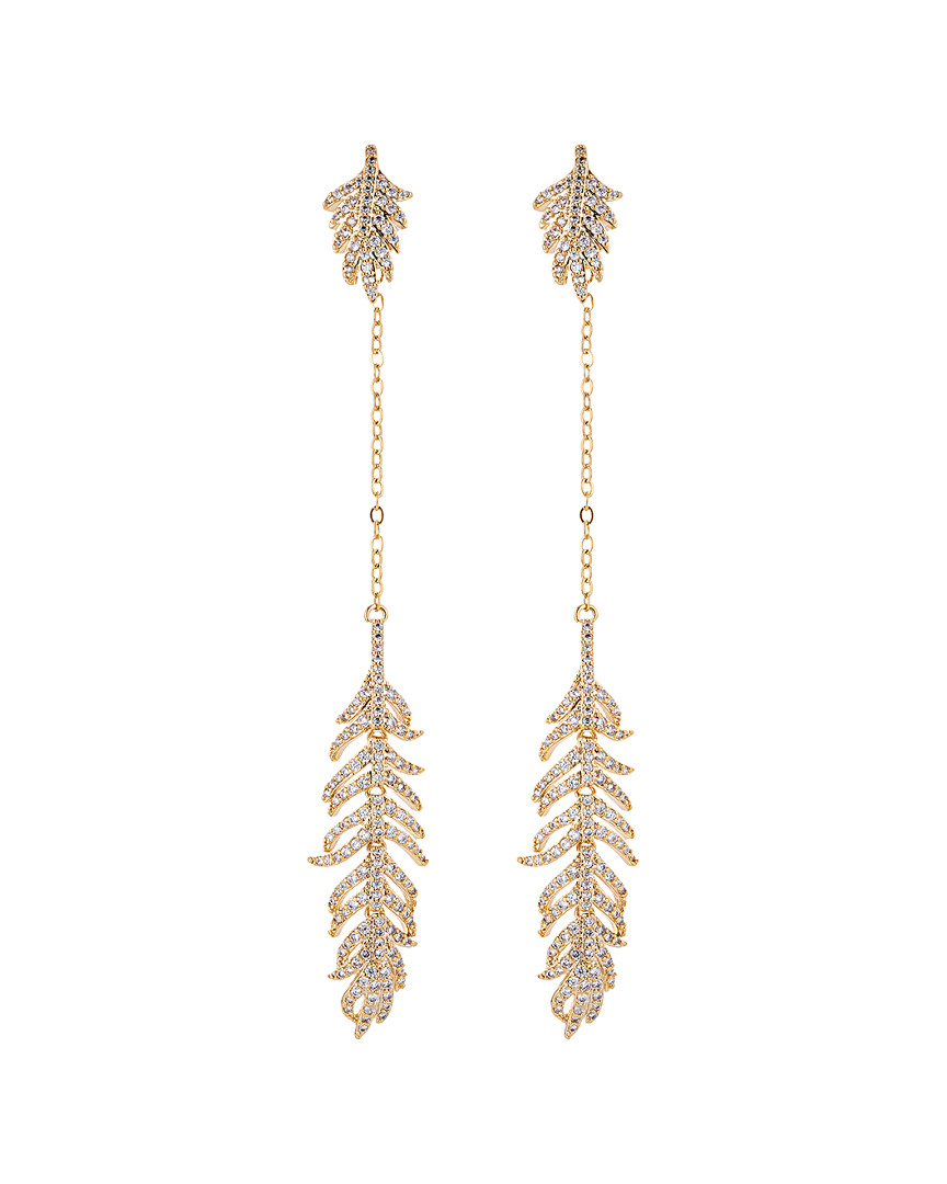 Eye Candy La Feather 18k Gold Plated Cz Drop Earring