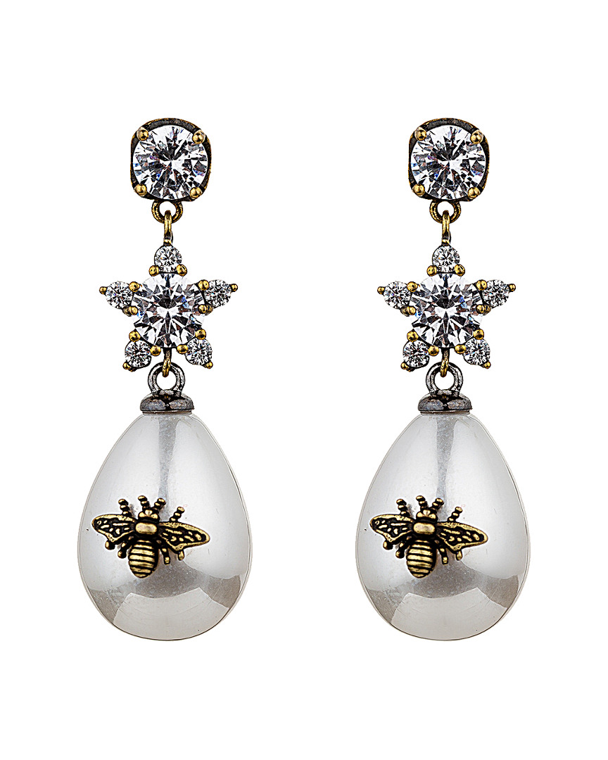 Eye Candy La Queen Bee Freshwater Pearl Cz Drop Earring