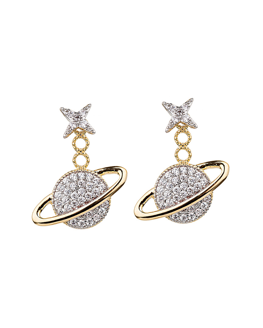 Eye Candy La Take Me To Saturn 18k Gold Plated Cz Crystal Earrings