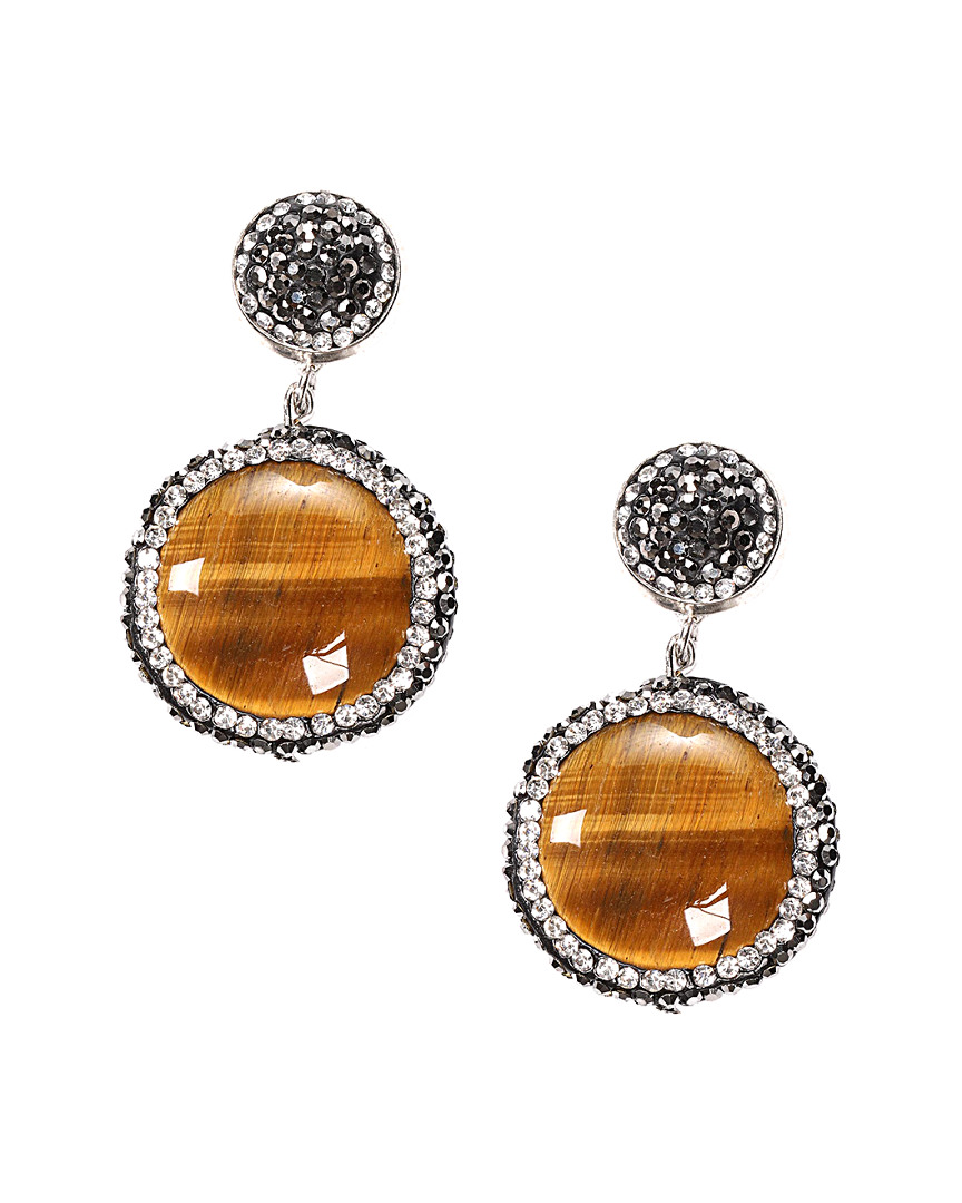Eye Candy La Tiger Eye Pave Drop Earring