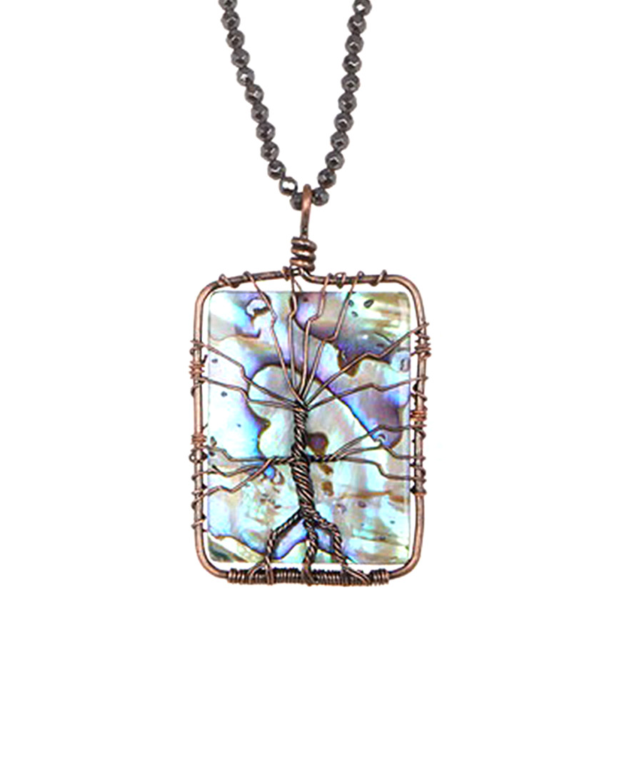 Eye Candy La Wire Wrapped Tree Abalone Stone Pendant Necklace