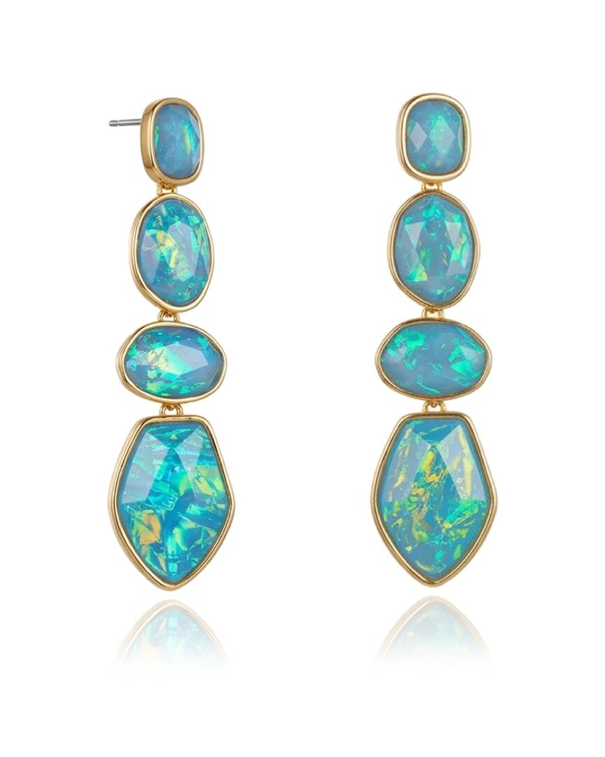 Liv Oliver 18k Plated 32.20 Ct. Tw. Opal Drop Earrings In Multi