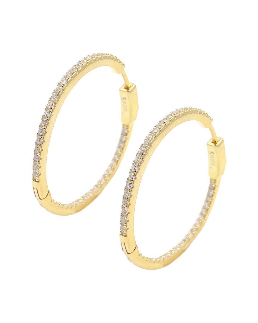 Savvy Cie 18k Over Silver Cz Inside Out Hoops