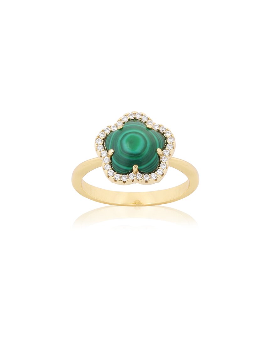 Jankuo Flower 14k Synthetic Emerald Cz Statement Ring