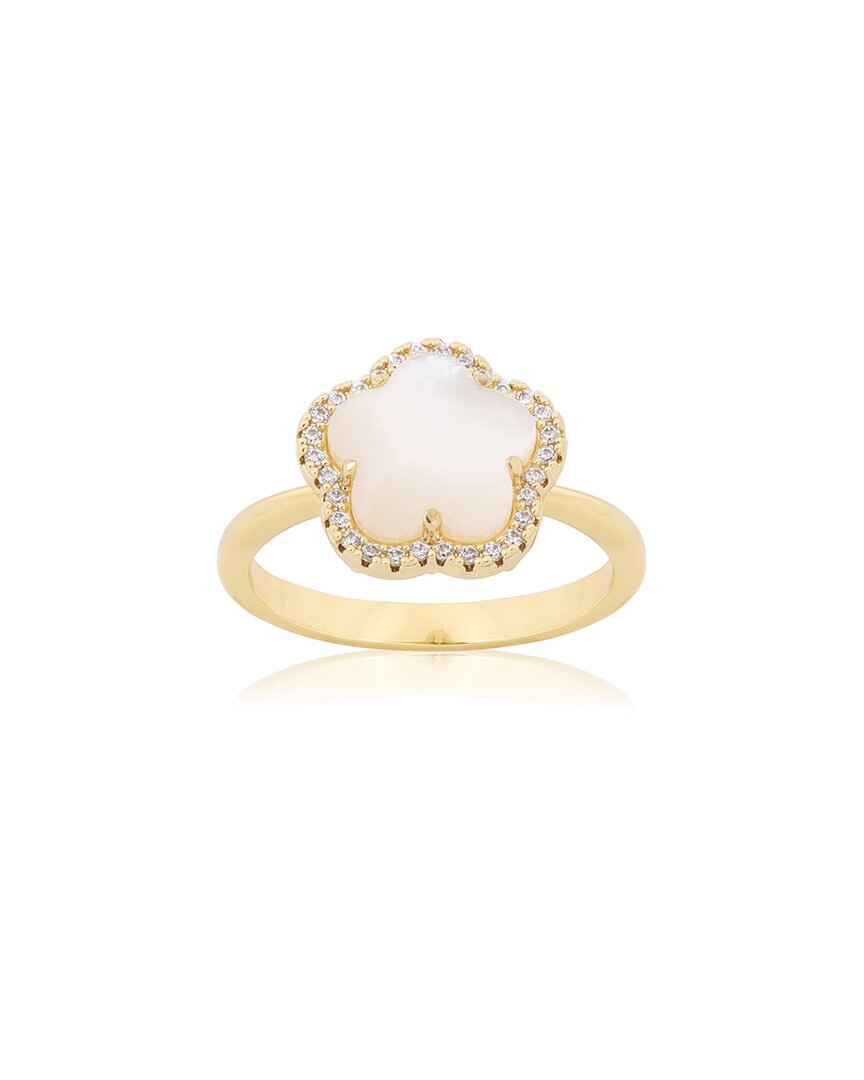 Jankuo Flower 14k Mother Of Pearl Cz Statement Ring