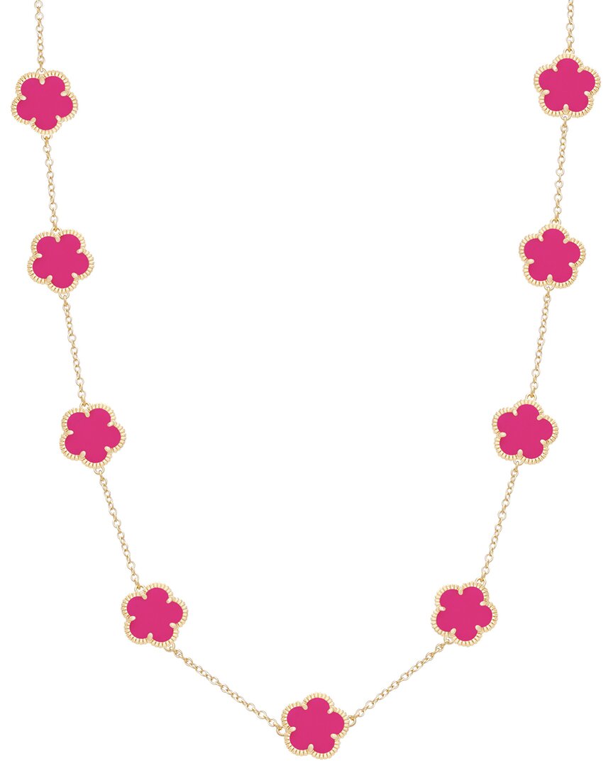 Jankuo Flower 14k Synthetic Fuchsia Station Necklace