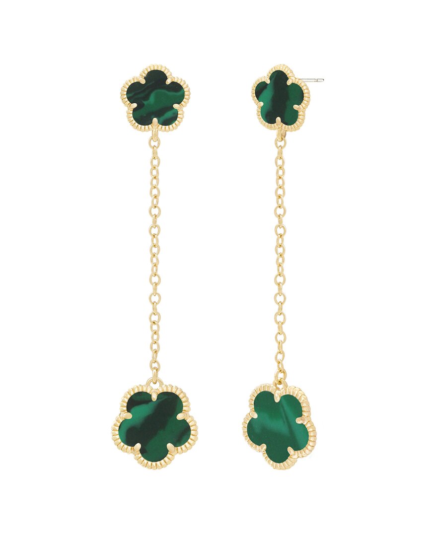 Jankuo Flower 14k Synthetic Emerald Post Earrings