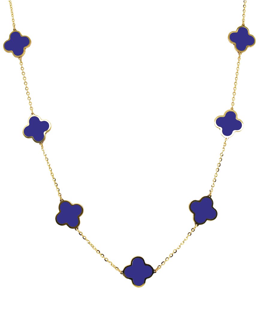 Italian Gold 14k Lapis Clover Layered Necklace