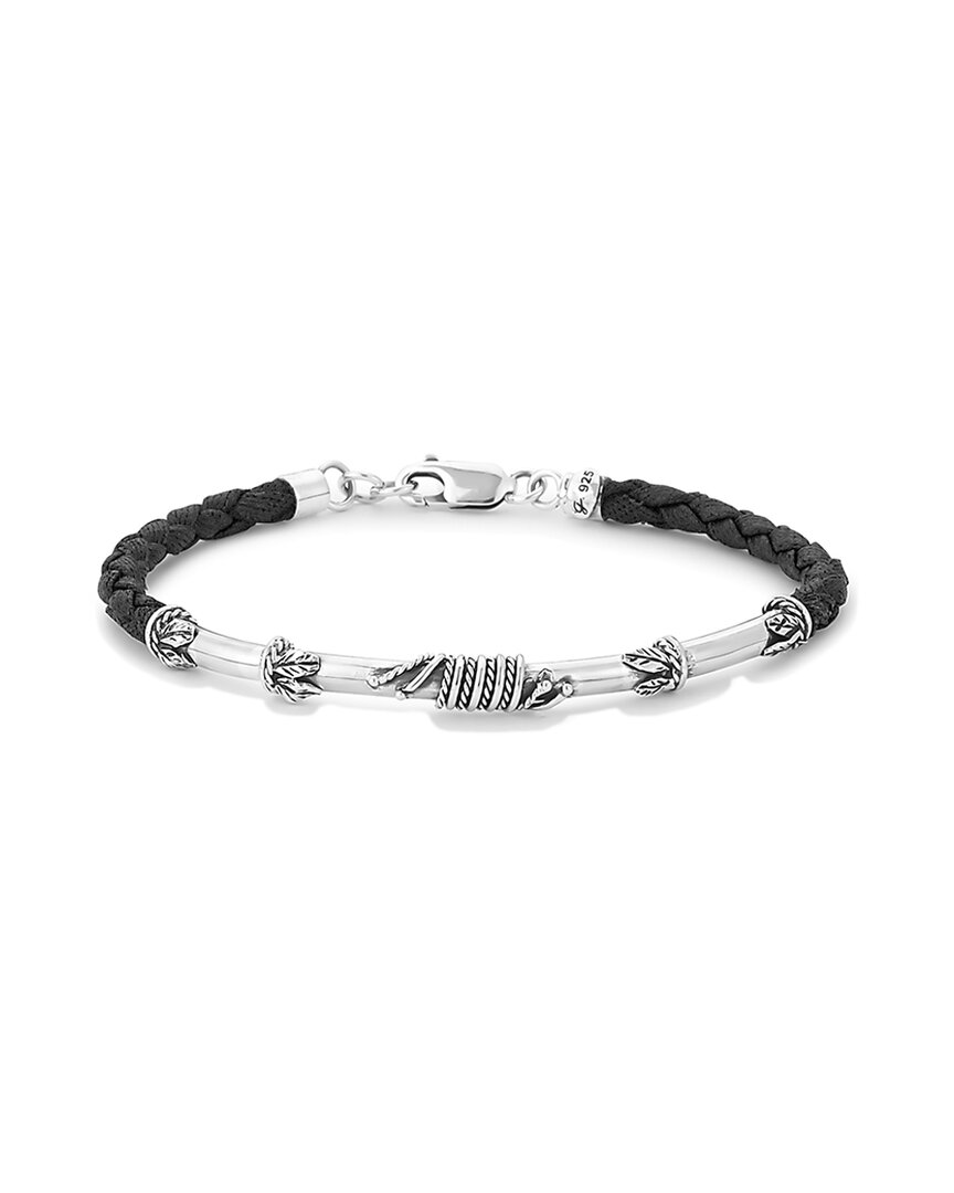 Samuel B. Silver Leather Bar Bracelet