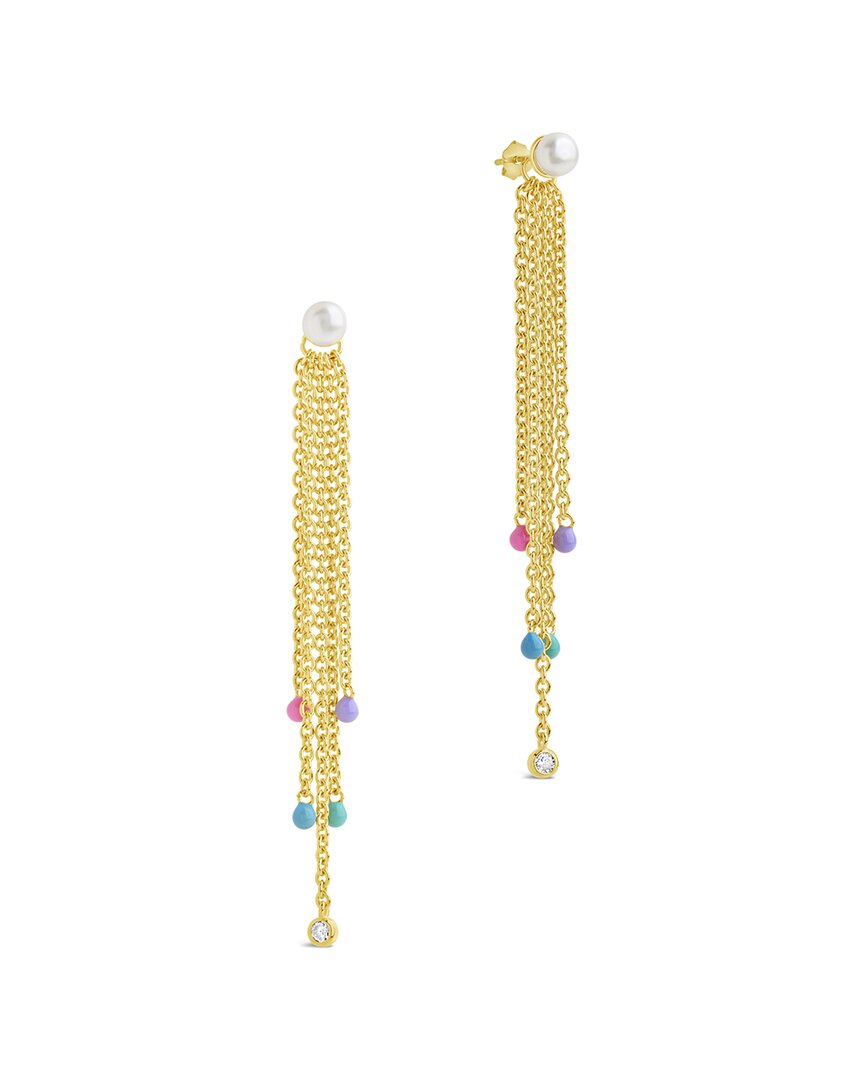 Shop Sterling Forever 14k Plated 5mm Pearl Cz Delmare Dangle Earrings