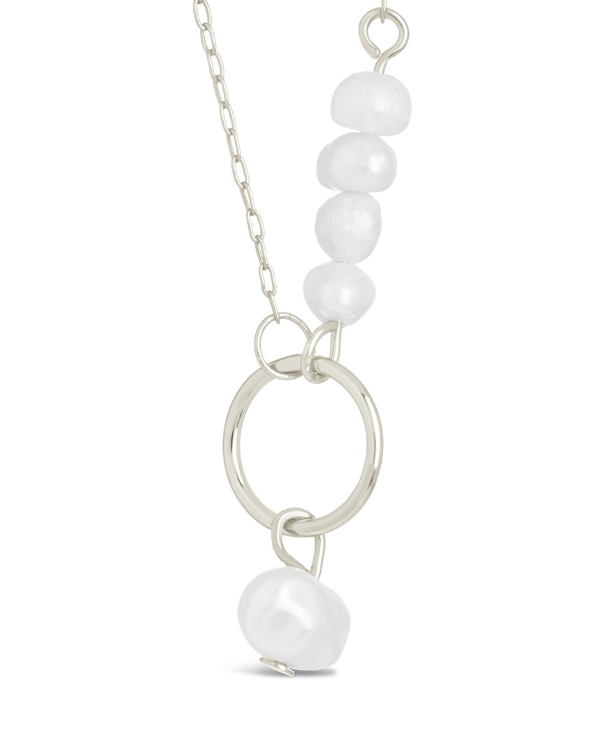 STERLING FOREVER SILVER 3.5-7MM PEARL GRETA DROP NECKLACE
