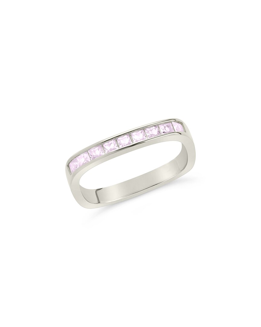 Sterling Forever Sterling Silver Rectangular Band Ring With Cz Accent