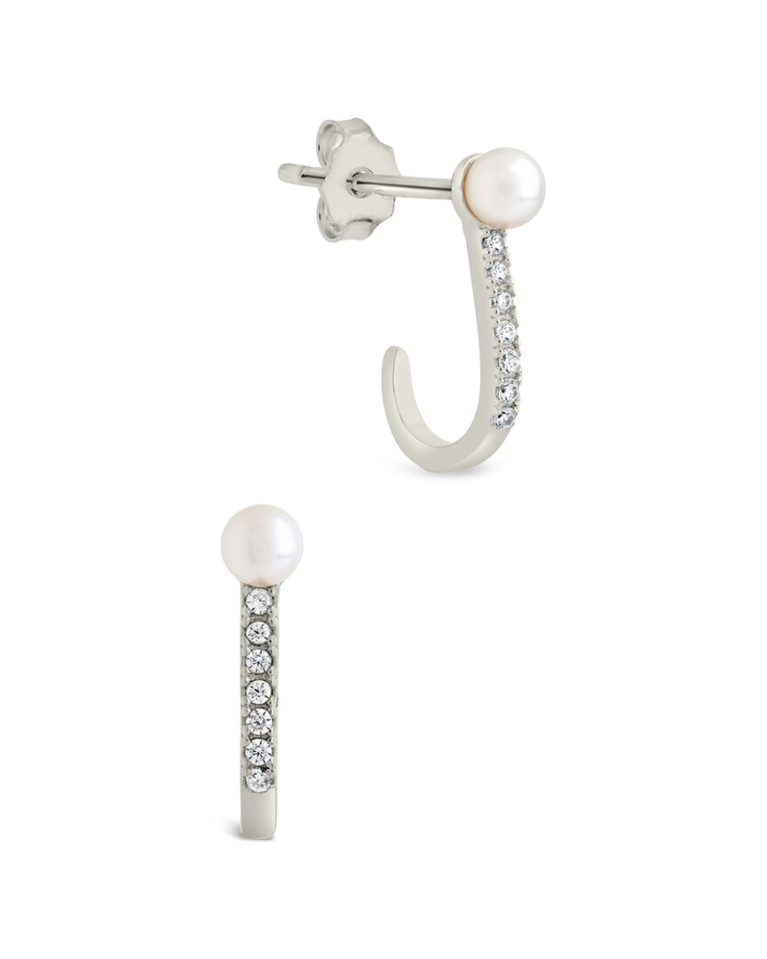 Sterling Forever Silver 2mm Pearl Cz Suspender Studs