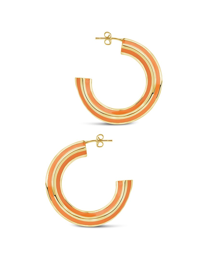 Sterling Forever Faven Enamel Hoop Earrings