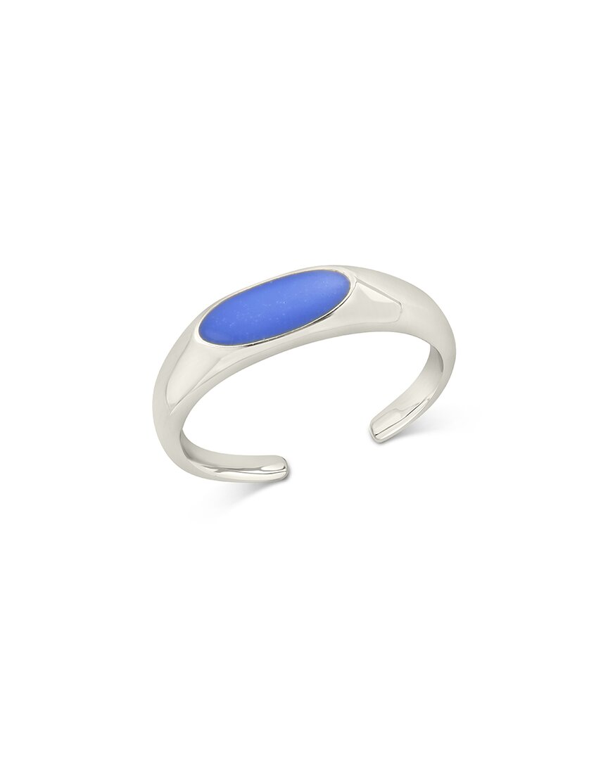 Shop Sterling Forever Silver Enamel Cobalt Signet Ring