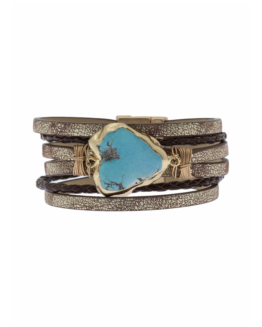 Saachi Turquoise Playa Leather Wrap Bracelet