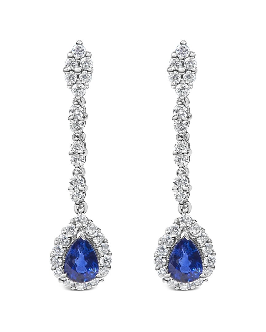 Haus Of Brilliance Colorful Gemstones 18k 2.92 Ct. Tw. Diamond & Sapphire Dangle Earrings