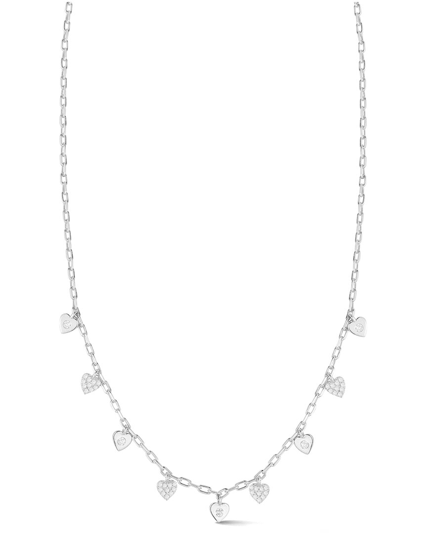 Sphera Milano Silver Cz Heart Charm Necklace
