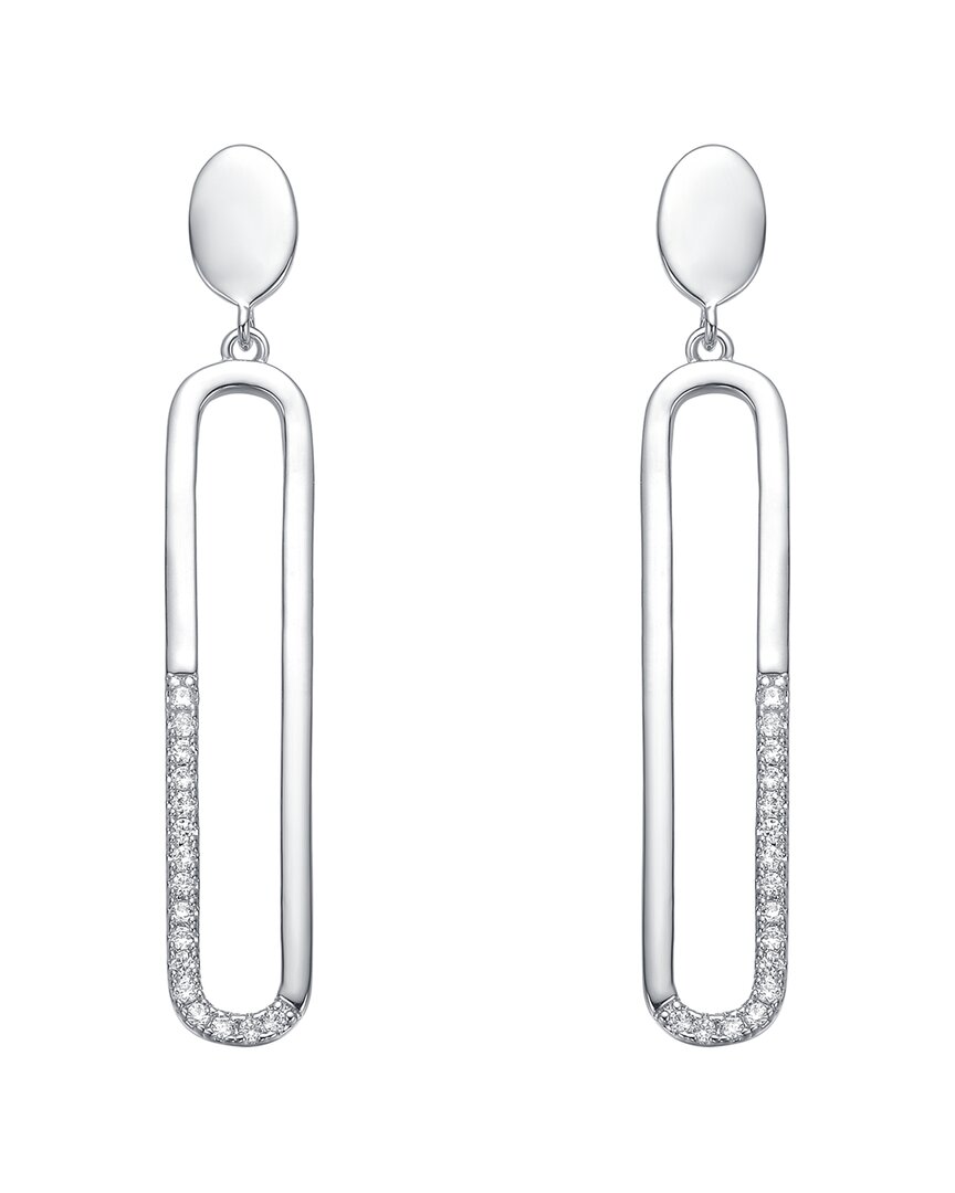 Genevive Sterling Silver With Clear Cubic Zirconia Pave Acc
