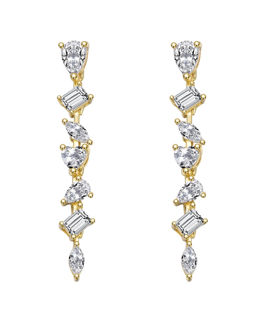 Genevive Sterling Silver 14k Gold Plated With Clear Cubic Z