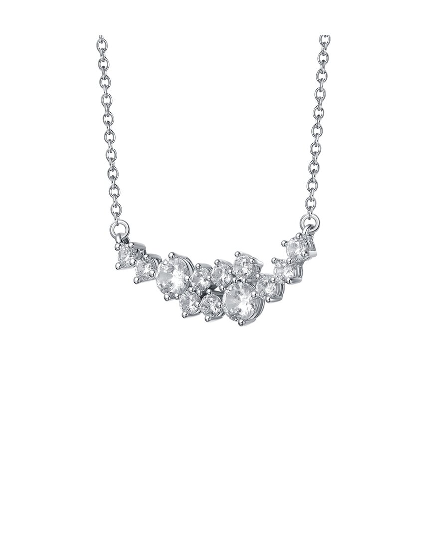 Genevive Sterling Silver White Gold Plated With Clear Moiss
