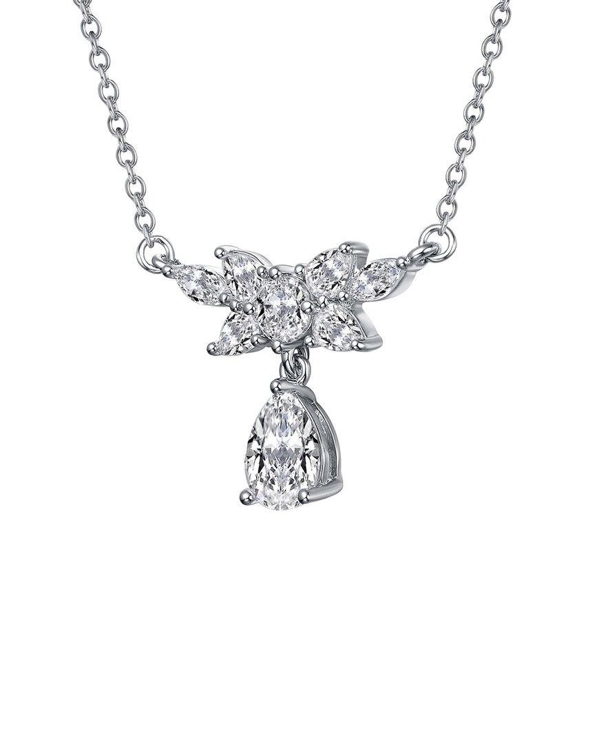 Genevive Sterling Silver White Gold Plated With Clear Cubic