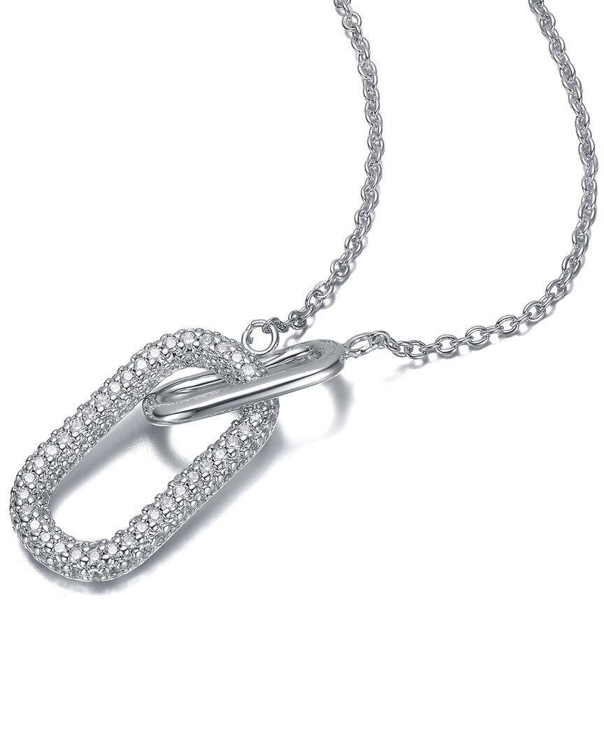 Genevive Sterling Silver With Clear Cubic Zirconia Interloc