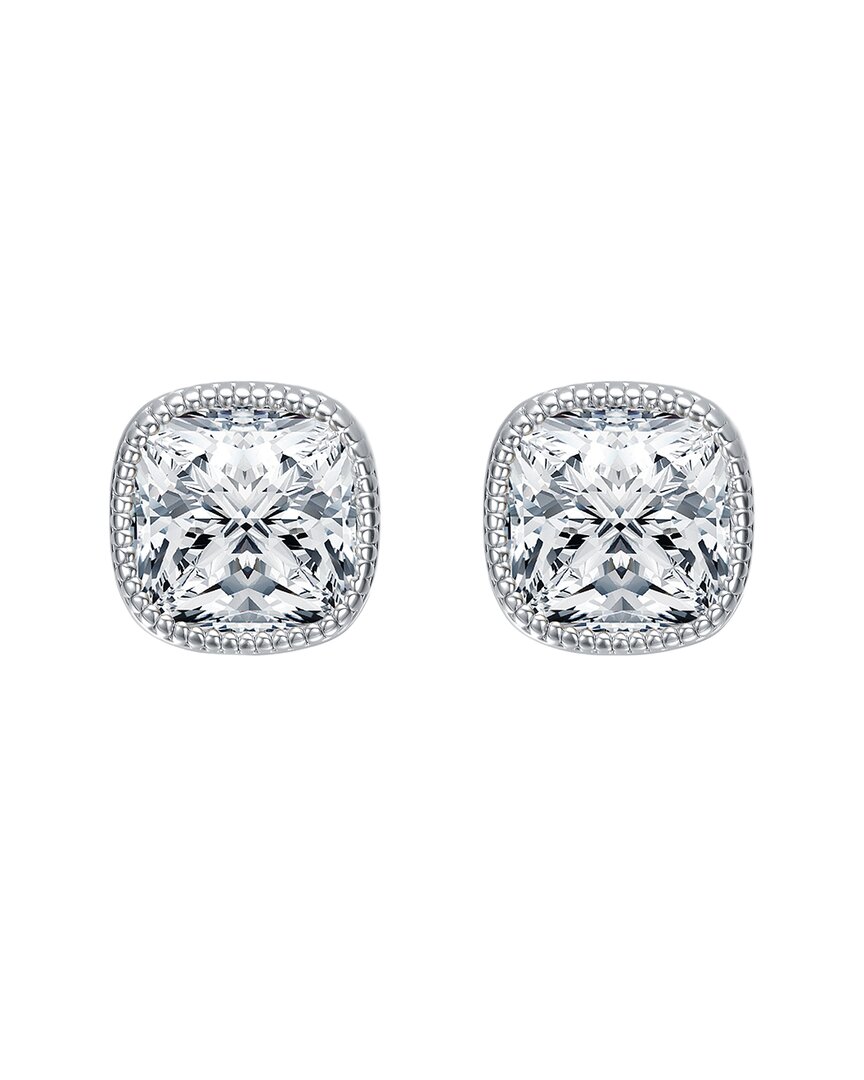 Rachel Glauber Square Bezel Set Clear Cubic Zirconia Stud Earring