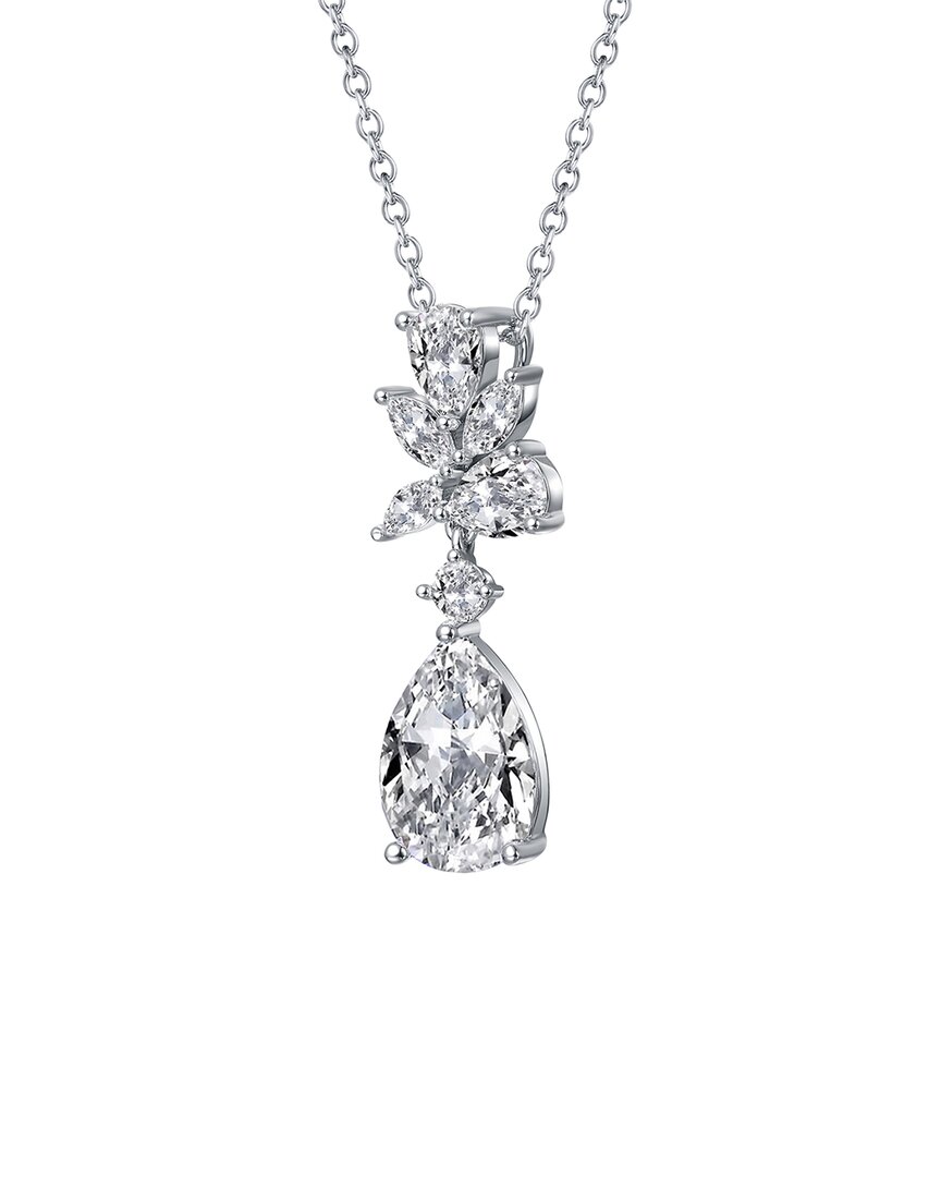 Rachel Glauber White Gold Plated With Clear Cubic Zirconia Teardr