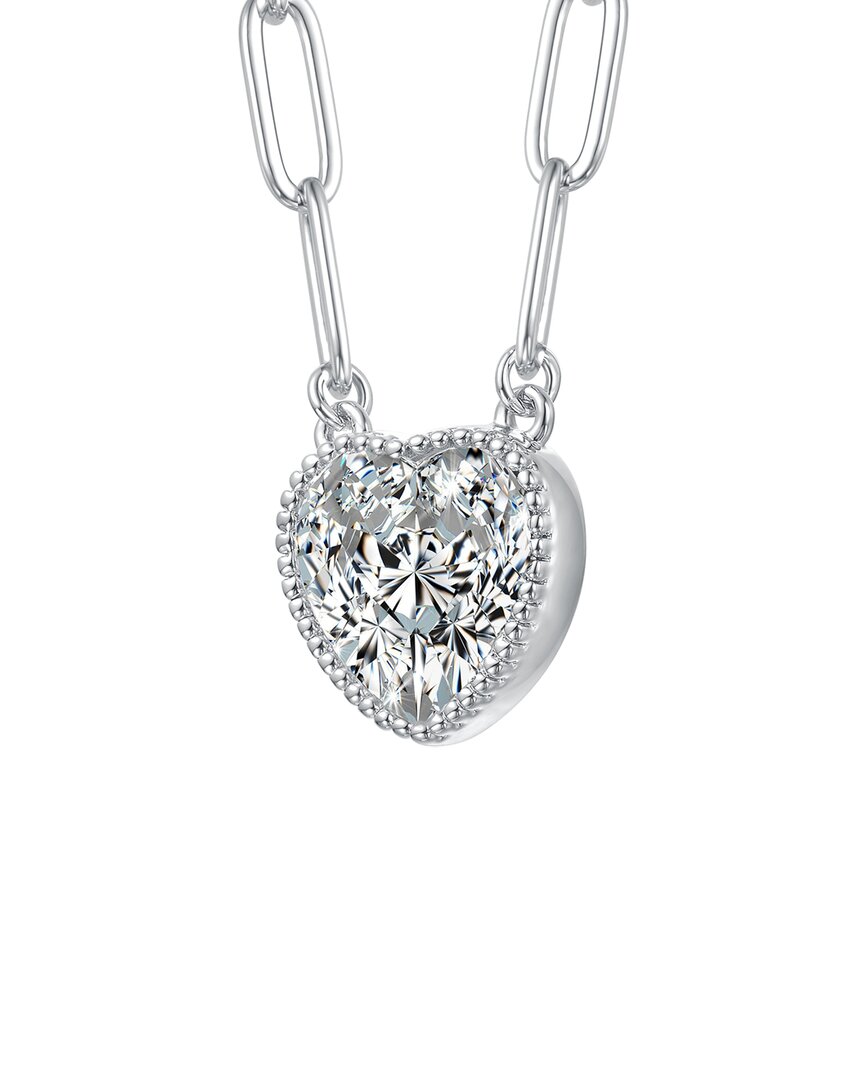 Rachel Glauber Heart Bezel Set Clear Cubic Zirconia Solitaire Nec
