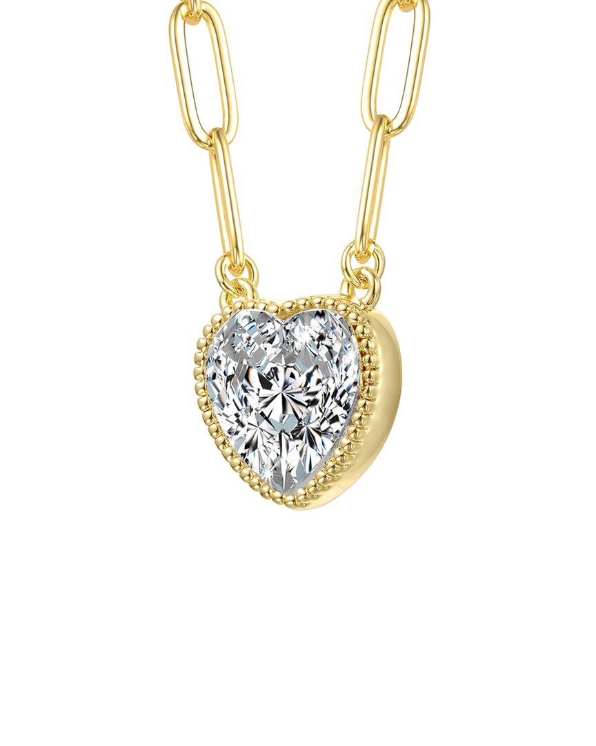 Rachel Glauber Heart Bezel Set Clear Cubic Zirconia Solitaire Nec