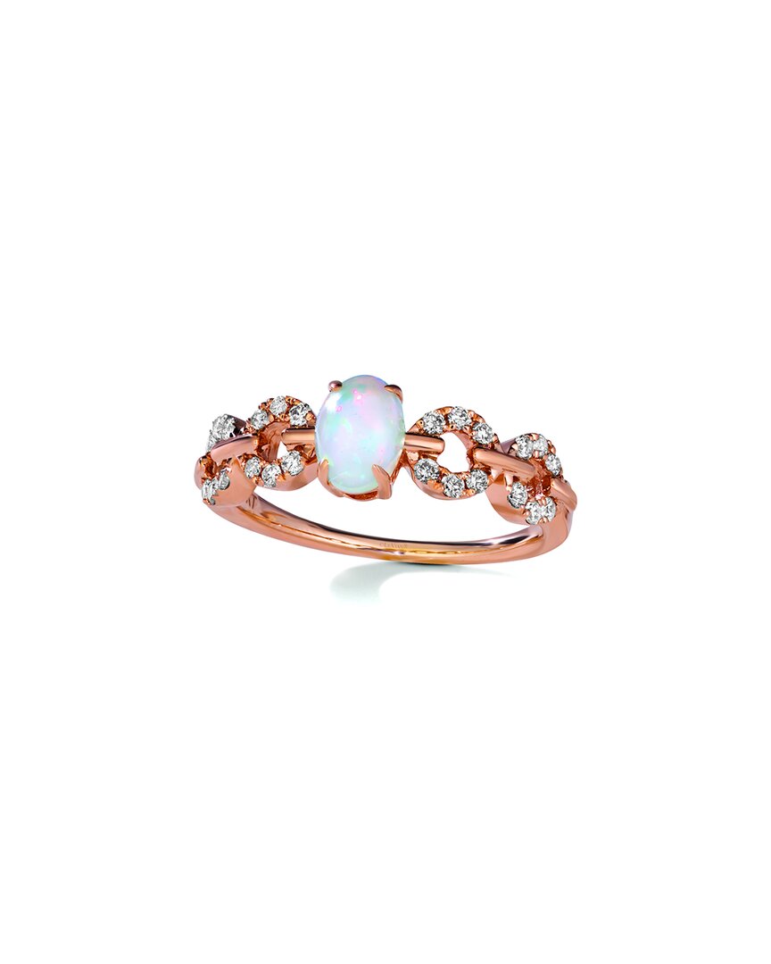 Le Vian 14k Rose Gold 0.67 Ct. Tw. Diamond & Opal Half-eternity Ring