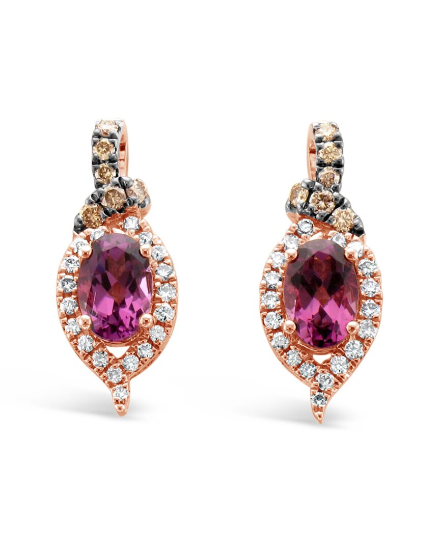 Le Vian 14k Rose Gold 1.28 Ct. Tw. Diamond & Purple Garnet Earrings
