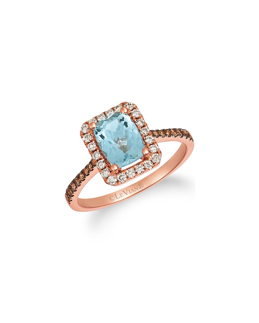 Le Vian 14k Rose Gold 1.37 Ct. Tw. Diamond & Aquamarine Half-eternity Ring