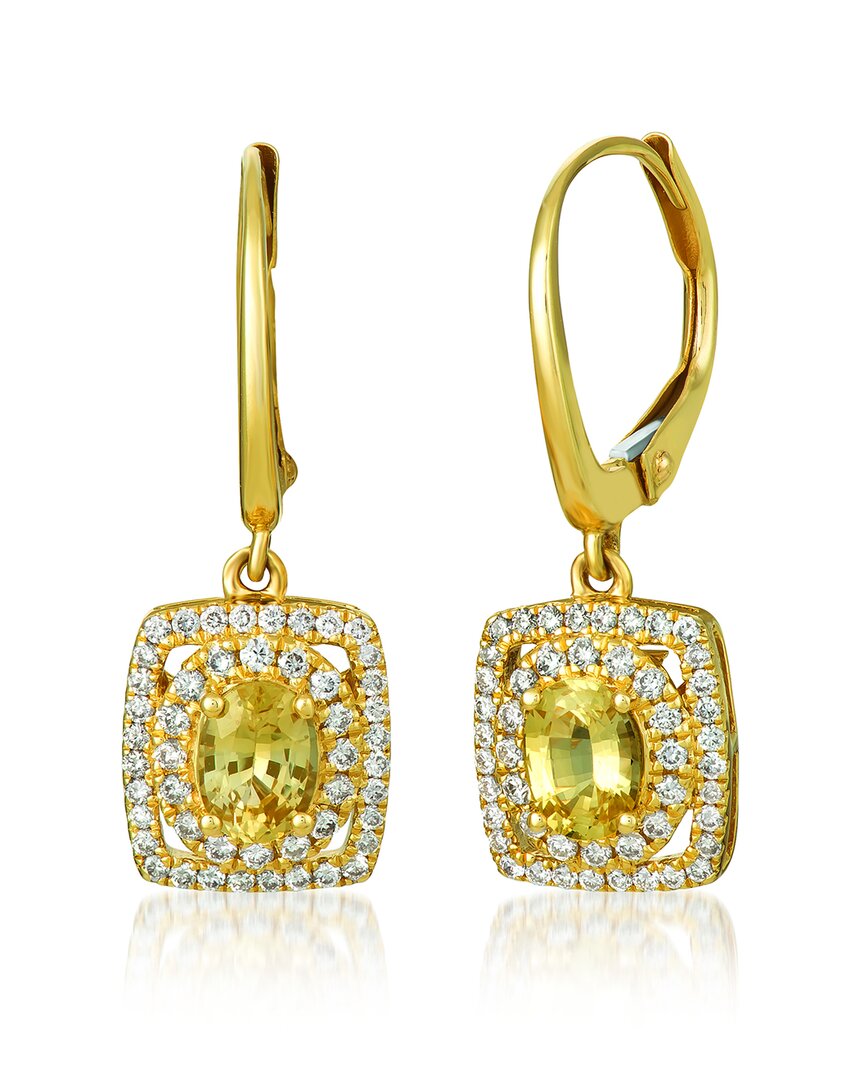 Le Vian 14k 1.08 Ct. Tw. Diamond & Yellow Sapphire Earrings