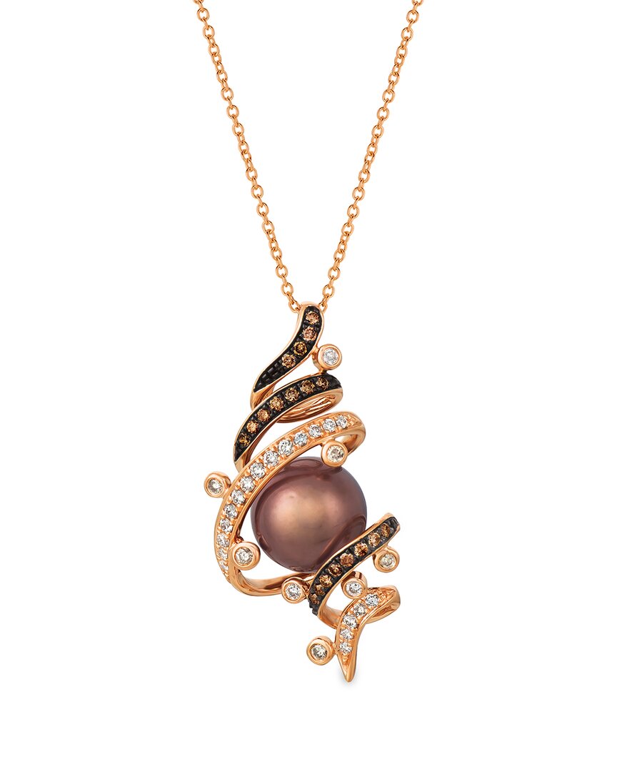 Le Vian 14k Rose Gold Diamond Pearl Pendant Necklace