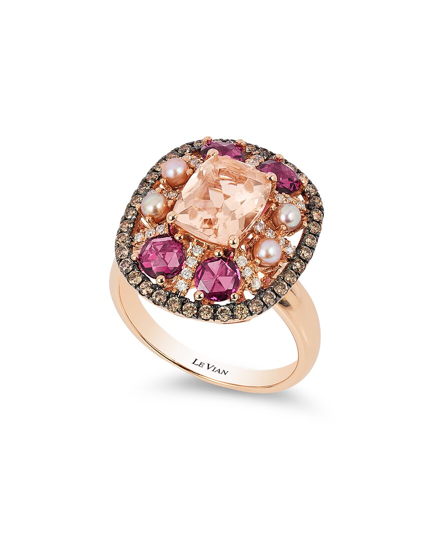 Le Vian 14k Rose Gold 3.04 Ct. Tw. Diamond & Gemstone 2.5mm Pearl Half-eternity Ring