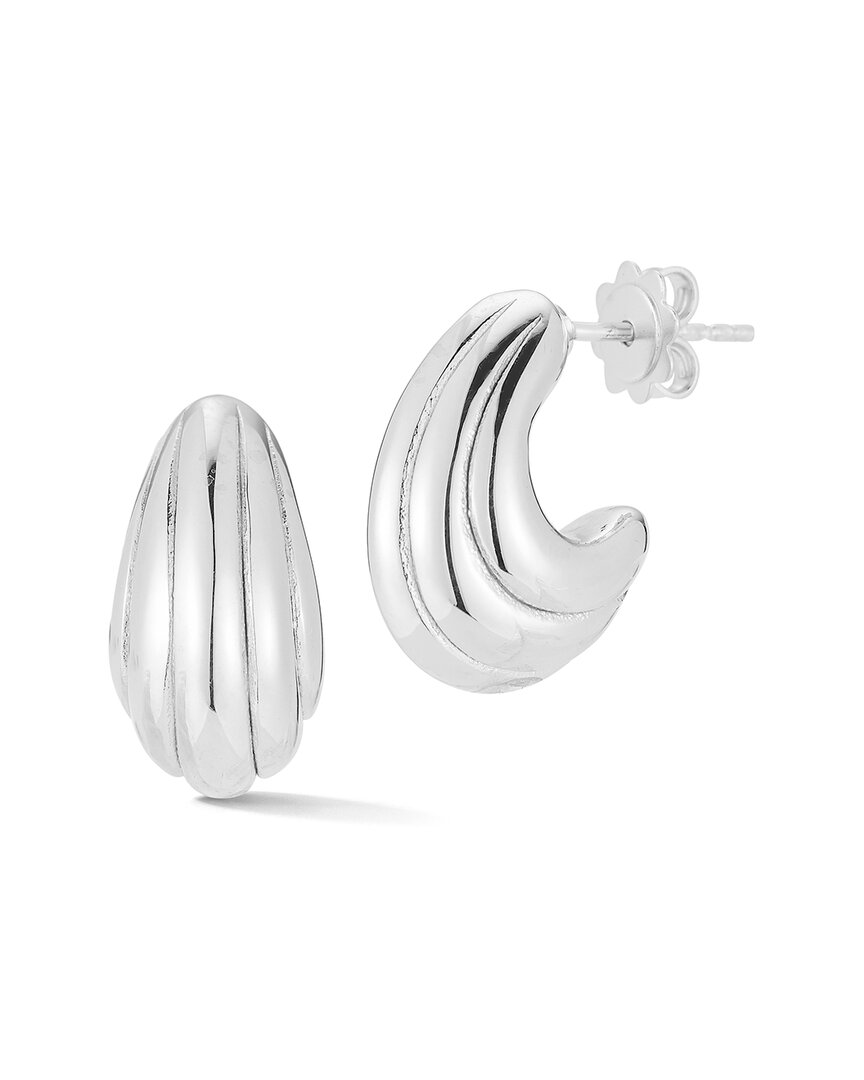 Sphera Milano Silver Hollow Ribbed J Hoops