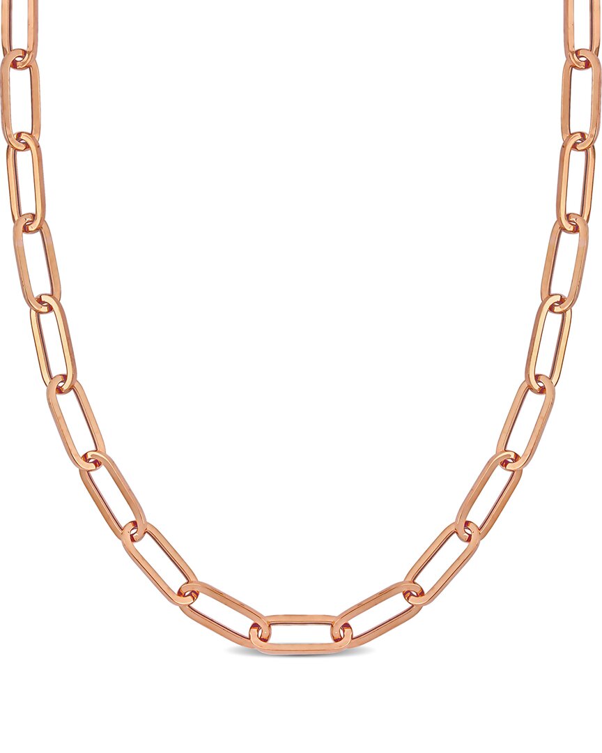 Italian Gold 14k Italian Rose Gold Polished Paperclip Chain Necklace In Gold