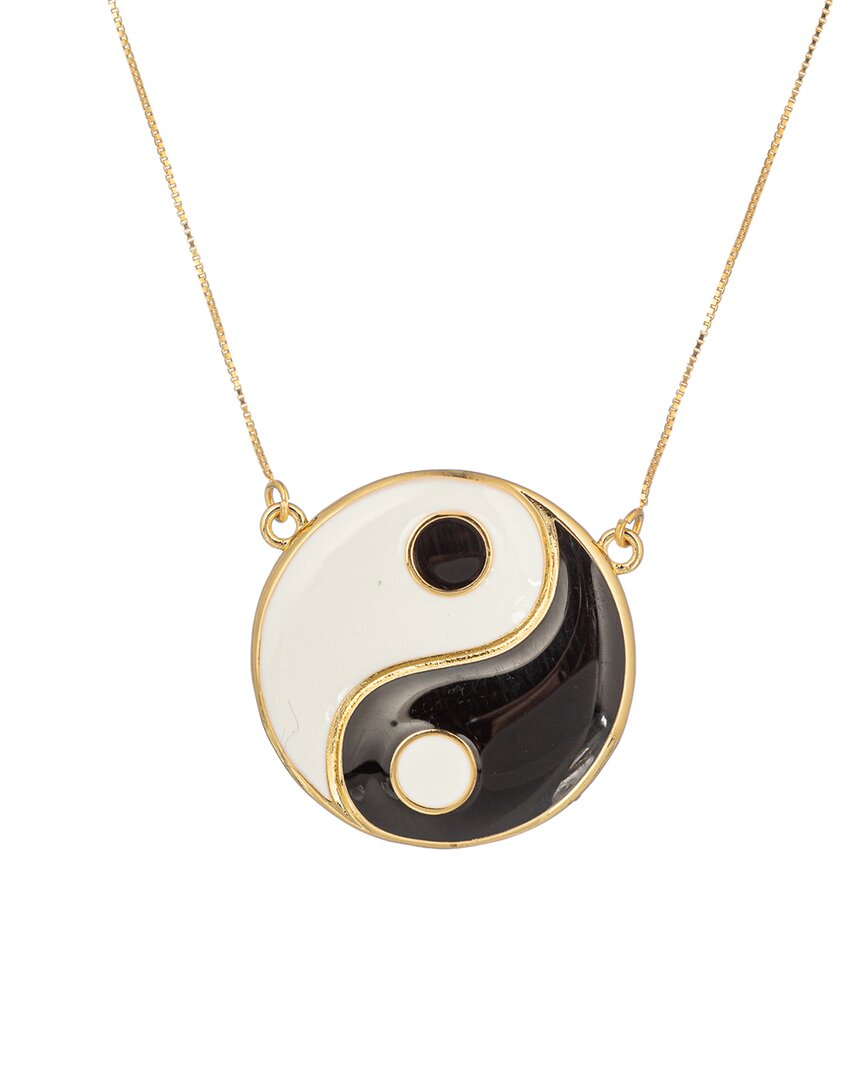 EYE CANDY LA EYE CANDY LA THE LUXE COLLECTION SILVER ENAMEL YIN & YANG PENDANT NECKLACE