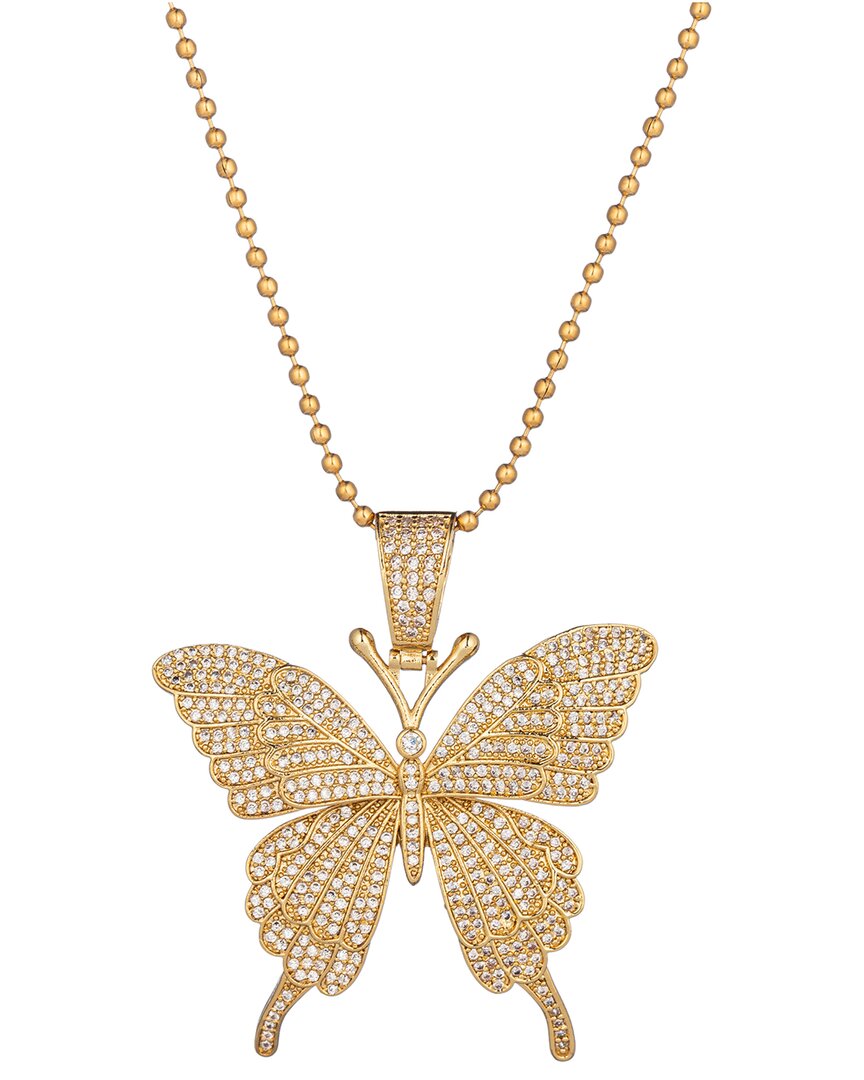 Eye Candy La The Luxe Collection Titanium Cz Butterfly Pendant Necklace