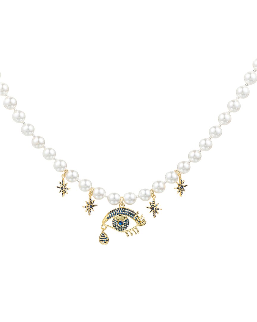 Eye Candy La The Luxe Collection Pearl Cz Eye Star Pendant Necklace