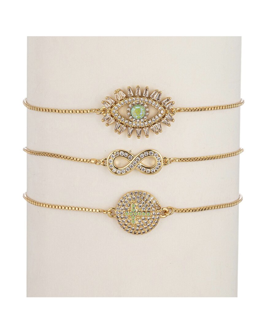 Eye Candy La The Luxe Collection Cz Infinity & Cross Cuff Bracelet Set