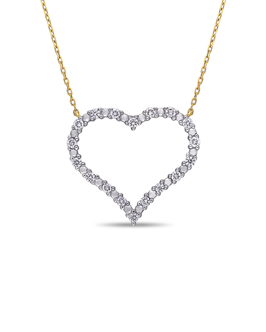 Rina Limor 10k 0.36 Ct. Tw. Diamond Heart Necklace In Metallic