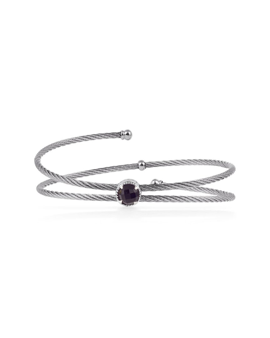 Alor Classique Stainless Steel Black Onyx Cable Bangle Bracelet In Nocolor